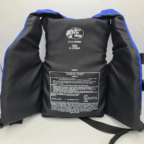 Bass Pro Shops Child Life Vest  30-50 Lbs Ski Jacket Flotation Aid Type III PFD - Picture 4 of 9